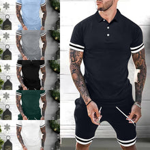 Load image into Gallery viewer, Mens Short Sets 2 Piece Outfits Polo Shirt Fashion Summer Tracksuits Casual Set Short Sleeve And Shorts Set For Men
