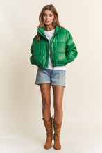 Load image into Gallery viewer, J.NNA Turtleneck Snap and Zipper Closure Crop Puff Jacket
