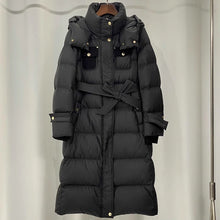 Load image into Gallery viewer, Waist-tight Temperament Mid-length Over The Knee Hood Down Jacket
