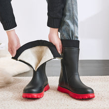 Cargar imagen en el visor de la galería, Botas de lluvia térmicas para hombre, fijas, de algodón, de tubo medio alto
