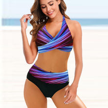 Load image into Gallery viewer, European And American Ladies Split Bikini Striped Tie-dye Hollow Bikini Swimsuit
