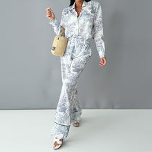 Load image into Gallery viewer, Women&#39;s Printed Shirt Long-sleeved Wide-leg Pants

