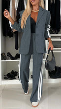 Load image into Gallery viewer, Women's Casual Suit Lapel Single-breasted Jacket And Striped Straight Pants Fashion Sports Trousers Suit Outerwears Clothing
