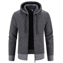 Load image into Gallery viewer, Winter Coat Zipper Closure Solid Color Long Sleeves Drawstring With Hat Keep Warm Casual Thicken Plush Sweater Coat For Daily
