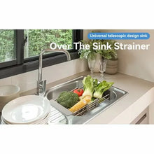 Cargar imagen en el visor de la galería, Adjustable Immersion Sink Dish Drying Rack With Stainless Steel Drain Basket - Portable And Retractable Space-Saving Fruit And Vegetable Solution
