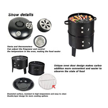 Load image into Gallery viewer, Double Layer Smokeless BBQ Grill &amp; Braising Oven - Vertical Charcoal Smoker For Effortless, Healthy Outdoor Cooking With Minimal Grease Smoke
