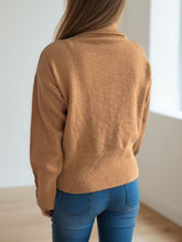 Load image into Gallery viewer, Front Slit Decorative Button Turtleneck Sweater
