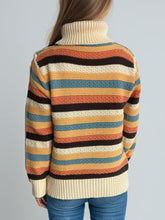 Load image into Gallery viewer, Contrast Stripes Turtleneck Long Sleeve Sweater
