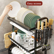 Cargar imagen en el visor de la galería, 3 Tier Dish Drainer Rack With Drip Tray Cutlery Holder Plate Rack Kitchen Sink
