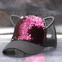 Load image into Gallery viewer, Children&#39;s Caps Girls Boys Hats Sequins Cat Ears Sun Visor Baseball Net Caps
