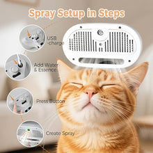 Load image into Gallery viewer, 3 In 1 Cat Steam Brush, Pet Steam Brush For Cat Dog Long Short Haired, Pet Spray Hair Removal Comb For Small Animals Shedding &amp; Grooming, Water Mist Spray Brushes With Release Button
