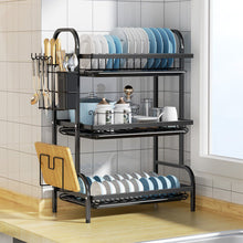 Cargar imagen en el visor de la galería, 3 Tier Dish Drainer Rack With Drip Tray Cutlery Holder Plate Rack Kitchen Sink
