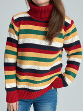 Load image into Gallery viewer, Contrast Stripes Turtleneck Long Sleeve Sweater
