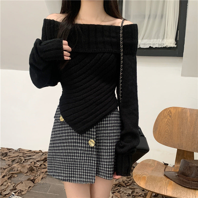 Off-shoulder Irregular Sweater Women