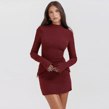 Load image into Gallery viewer, Fashion Long Sleeve Dress With Two Pockets Slim Bodycon Hip Short Dress For Women
