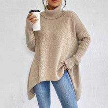 Load image into Gallery viewer, Irregular Turtleneck Sweater Winter Loose Long Sleeve Knitted Tops Leisure Warm Pullover Sweater Women&#39;s Clothing
