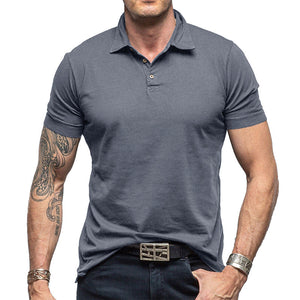 Camiseta tipo polo de manga corta de color liso para hombre