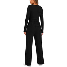 Load image into Gallery viewer, 2 Pieces Women's Suit Autumn Winte Long Sleeve Tops High Waisted Wide Leg Pants Sportswear Female Clothes Solid Color Casual Suit
