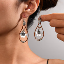 Load image into Gallery viewer, Vintage Earrings Ethnic Style Antique Silver Flower Turquoise Rope Pendant Women's Jewelry
