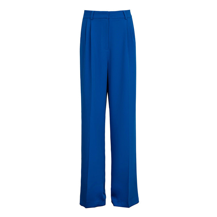 High Waist Loose Klein Blue Casual Trousers Drape Wide Legs