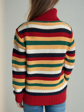 Load image into Gallery viewer, Contrast Stripes Turtleneck Long Sleeve Sweater
