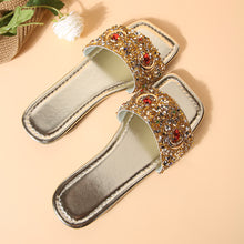 Cargar imagen en el visor de la galería, Women&#39;s Slippers Fashion Rhinestone Sequins Flat One-word Casual Cool

