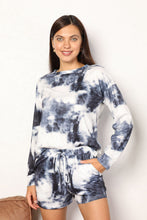 Load image into Gallery viewer, Shiny Tie-Dye Round Neck Top and Shorts Lounge Set
