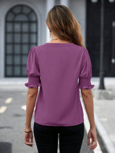 Load image into Gallery viewer, Notched Short Sleeve Blouse
