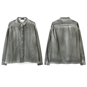 Heavy Industry Distressed Dirty Denim Shirt For Men