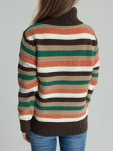 Load image into Gallery viewer, Contrast Stripes Turtleneck Long Sleeve Sweater
