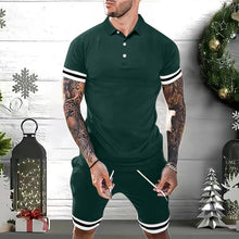 Load image into Gallery viewer, Mens Short Sets 2 Piece Outfits Polo Shirt Fashion Summer Tracksuits Casual Set Short Sleeve And Shorts Set For Men
