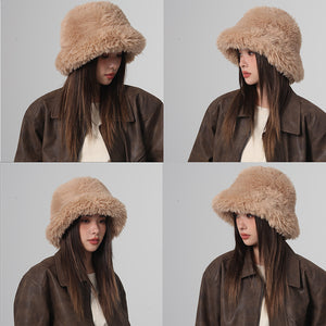 Winter Thickened Plush Bonnet Warm Internet Celebrity Bucket Hat