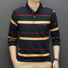 Load image into Gallery viewer, Men&#39;s Middle-aged Striped Polo Collar Top
