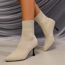 Load image into Gallery viewer, New Korean Style Fashion Pointed High Heel Knitted Stretch Thin Boots Women
