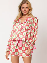 Load image into Gallery viewer, Tied Printed Collared Neck Long Sleeve Top and Shorts Set
