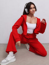 Load image into Gallery viewer, Zipper Sweater Wide-leg Pants Sports Suit
