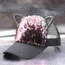 Load image into Gallery viewer, Children&#39;s Caps Girls Boys Hats Sequins Cat Ears Sun Visor Baseball Net Caps
