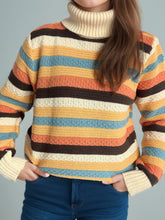 Load image into Gallery viewer, Contrast Stripes Turtleneck Long Sleeve Sweater
