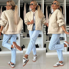 Load image into Gallery viewer, Winter Stitched Jacket Chic Fashion Casual Buckle Coat Women's Solid Color Long Sleeved Top Outwear Clothing
