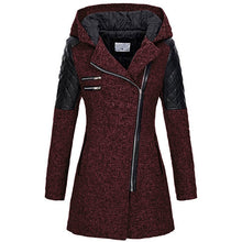 Load image into Gallery viewer, Women Warm Slim Full Zipper Coat Thick Woolen Coat Female Fall Winter Windbreaker Hooded Diagonal Zipper Women's Clothing
