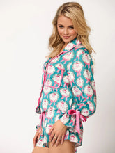 Load image into Gallery viewer, Tied Printed Collared Neck Long Sleeve Top and Shorts Set
