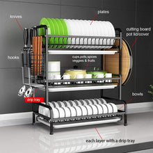 Load image into Gallery viewer, 3 Tier Dish Drainer Rack With Drip Tray Cutlery Holder Plate Rack Kitchen Sink
