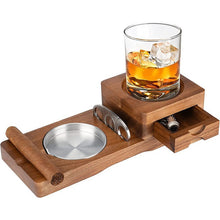 Load image into Gallery viewer, Solid Wood Cigar Ashtray With Drawer And Whiskeycigar Tray
