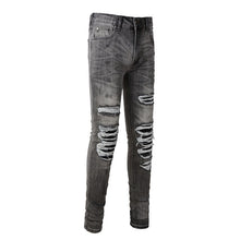 Load image into Gallery viewer, Non-mainstream Personality Patch Jeans Men&#39;s Cover Damage Gray Casual Pants
