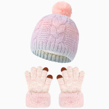 Cargar imagen en el visor de la galería, Winter Children&#39;s Fur Ball Hat Gloves Two-piece Set
