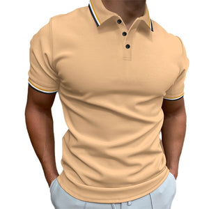 Camiseta tipo polo ajustada con rayas acanaladas para hombre