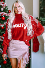 Cargar imagen en el visor de la galería, Double Take Full Size Merry Christmas Turtleneck Long Sleeve Sweater
