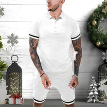 Load image into Gallery viewer, Mens Short Sets 2 Piece Outfits Polo Shirt Fashion Summer Tracksuits Casual Set Short Sleeve And Shorts Set For Men
