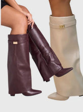 Load image into Gallery viewer, Ins Pant-tube Boots Pointed Toe Chunky Heel Shoes WInter Knight Mid-calf Dress Boot For Women
