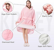 Cargar imagen en el visor de la galería, Krifey Wearable Blanket Hoodie, Oversized Sherpa Hooded As Birthday Gifts For Mom Women Girlfriend Men, Cozy Sweatshirt With Giant Pocket
